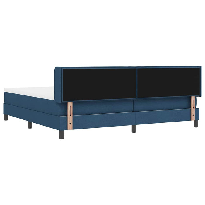 Pat cu arcuri cu headboard albastru 200 x 200 cm țesătură WALTI