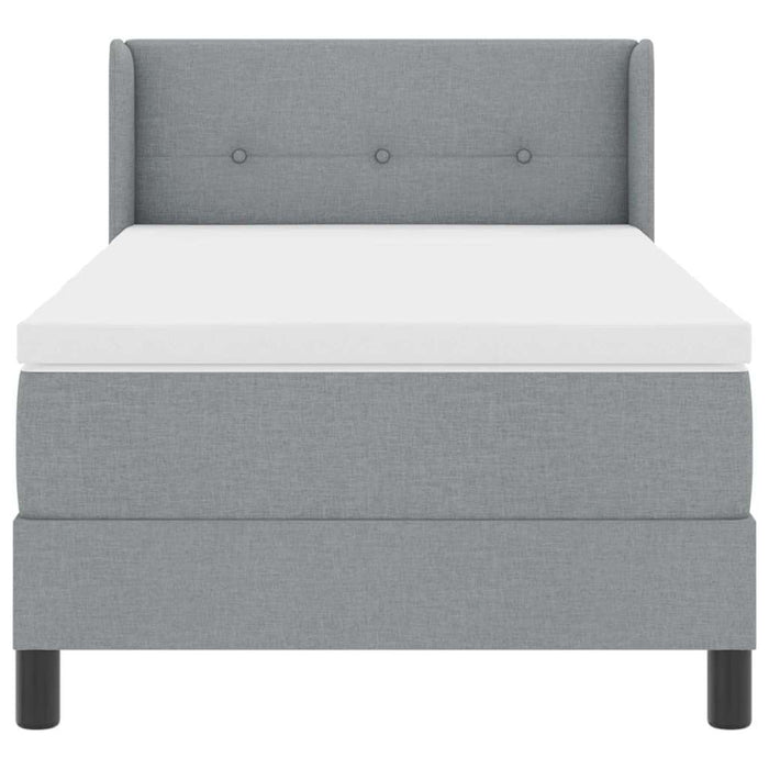 Pat cu arcuri cu headboard Gri deschis 200 x 200 cm țesătură WALTI