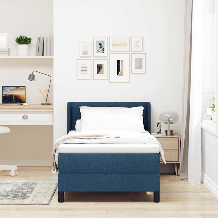 Pat cu arcuri cu headboard Manual albastru 200 x 80 cm țesătură - WALTI WALTI