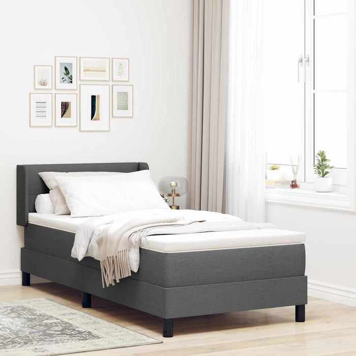 Pat cu arcuri cu headboard Gri închis 200 x 100 cm țesătură WALTI
