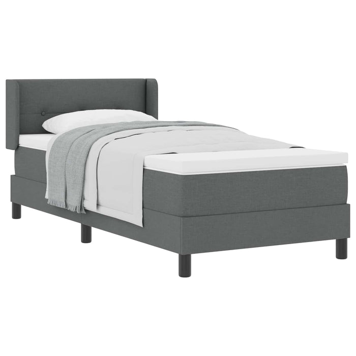 Pat cu arcuri cu headboard Gri închis 200 x 100 cm țesătură WALTI