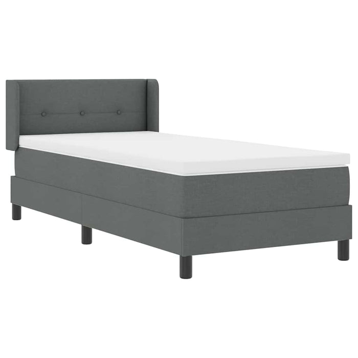 Pat cu arcuri cu headboard Gri închis 200 x 100 cm țesătură WALTI