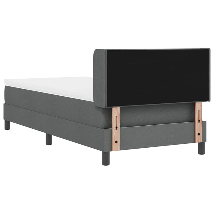 Pat cu arcuri cu headboard Gri închis 200 x 100 cm țesătură WALTI