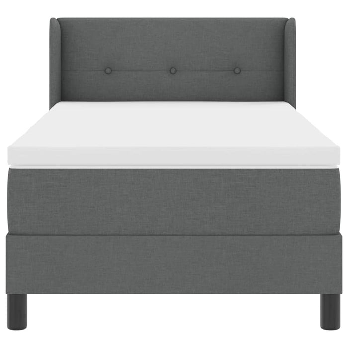 Pat cu arcuri cu headboard Gri închis 200 x 100 cm țesătură WALTI
