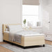 Pat cu arcuri cu headboard Manual Crem 200 x 100 cm țesătură - WALTI WALTI