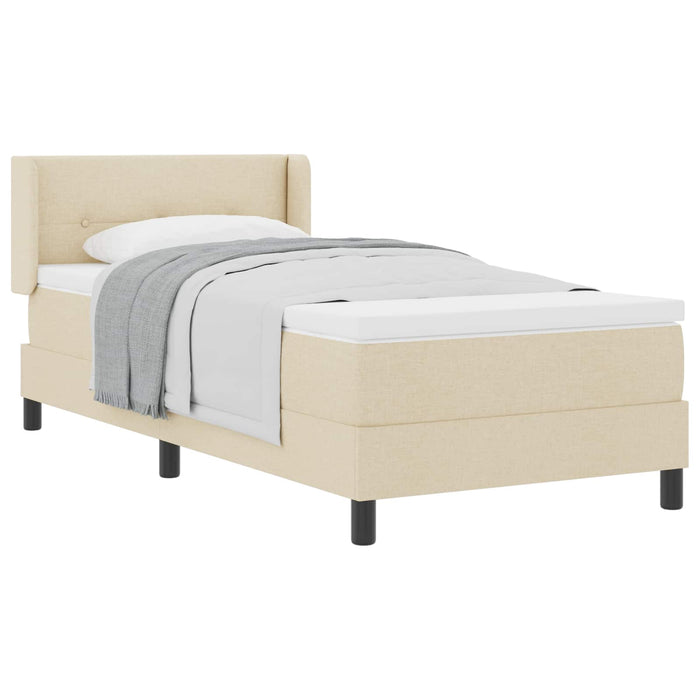 Pat cu arcuri cu headboard Manual Crem 200 x 100 cm țesătură - WALTI WALTI