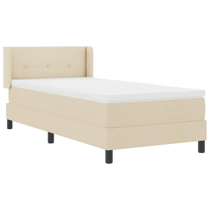 Pat cu arcuri cu headboard Manual Crem 200 x 100 cm țesătură - WALTI WALTI