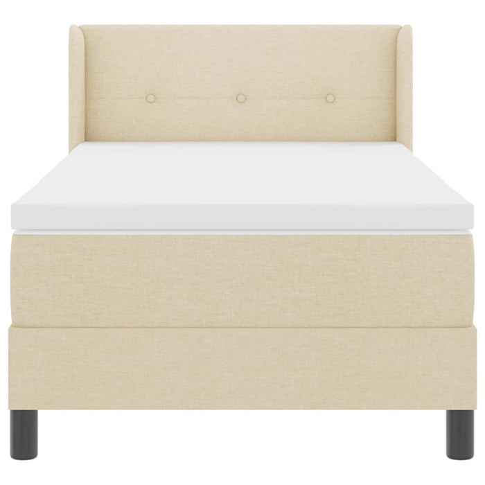 Pat cu arcuri cu headboard Manual Crem 200 x 100 cm țesătură - WALTI WALTI
