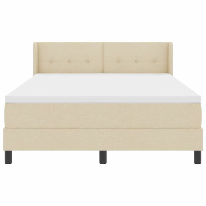 Pat cu arcuri cu saltea Crem 190 x 140 cm Poliester - WALTI WALTI