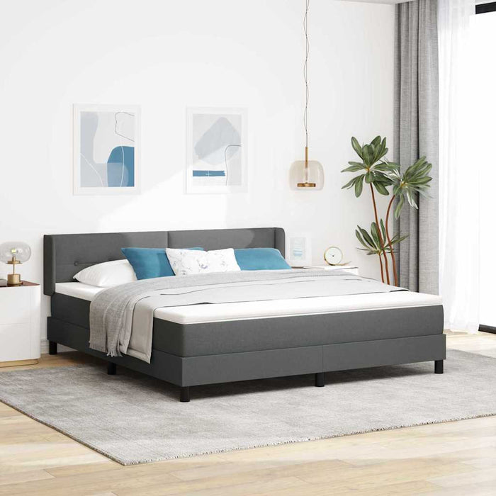 Pat cu arcuri cu headboard Gri închis 200 x 180 cm țesătură WALTI