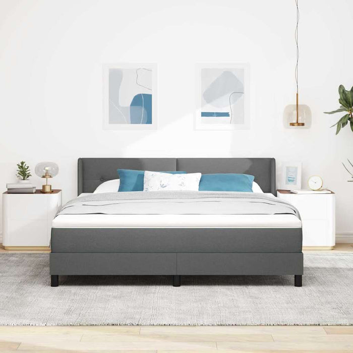 Pat cu arcuri cu headboard Gri închis 200 x 180 cm țesătură WALTI