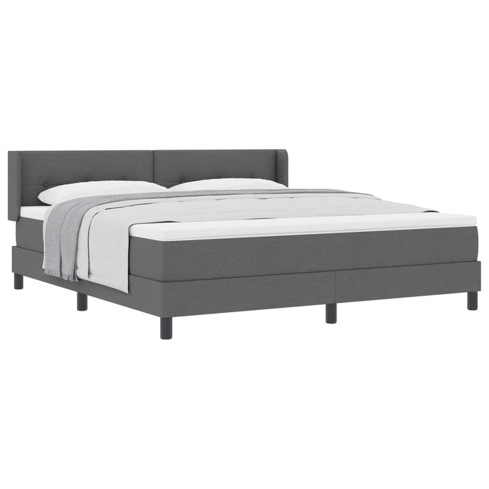 Pat cu arcuri cu headboard Gri închis 200 x 180 cm țesătură WALTI