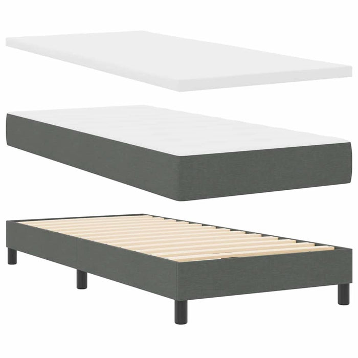 Pat cu arcuri cu headboard Gri închis 200 x 180 cm țesătură WALTI