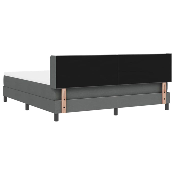 Pat cu arcuri cu headboard Gri închis 200 x 180 cm țesătură WALTI