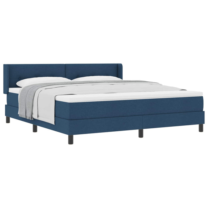 Pat cu arcuri cu headboard albastru 200 x 180 cm țesătură WALTI