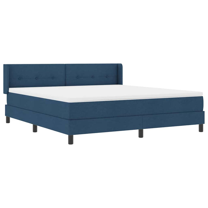 Pat cu arcuri cu headboard albastru 200 x 180 cm țesătură WALTI