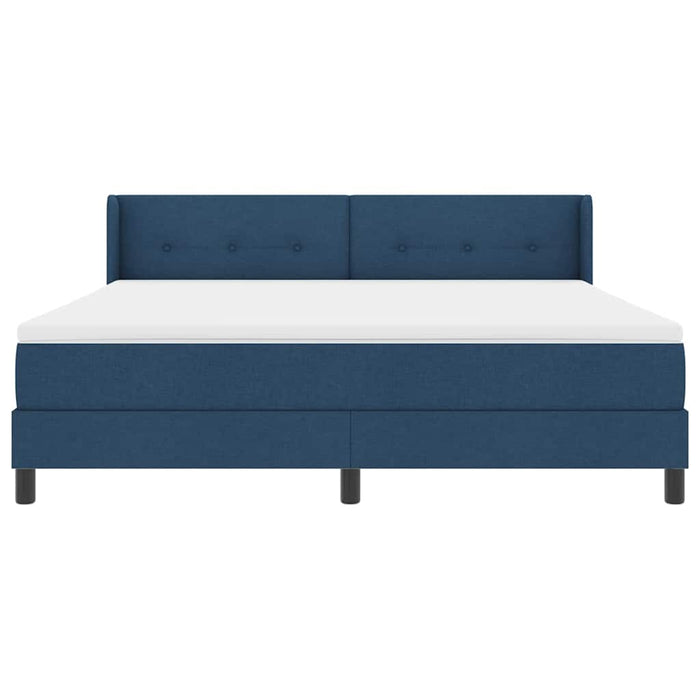 Pat cu arcuri cu headboard albastru 200 x 180 cm țesătură WALTI