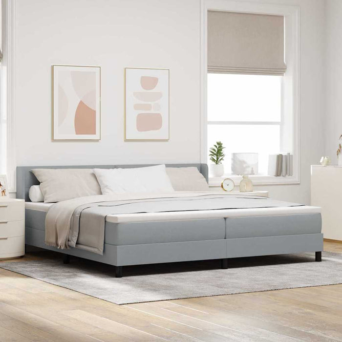 Pat cu arcuri cu headboard Gri deschis 200 x 200 cm țesătură WALTI
