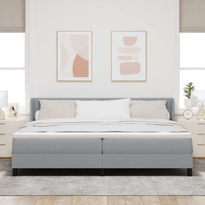 Pat cu arcuri cu headboard Gri deschis 200 x 200 cm țesătură WALTI