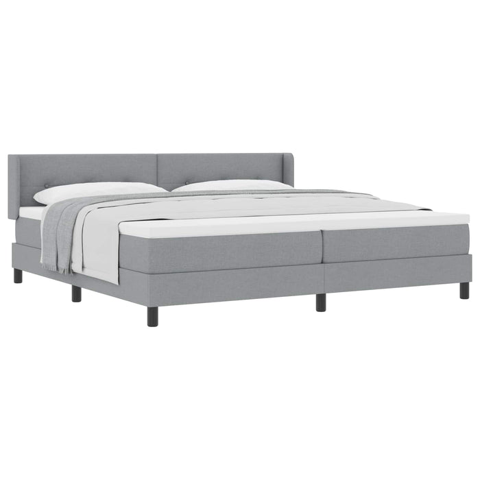 Pat cu arcuri cu headboard Gri deschis 200 x 200 cm țesătură WALTI