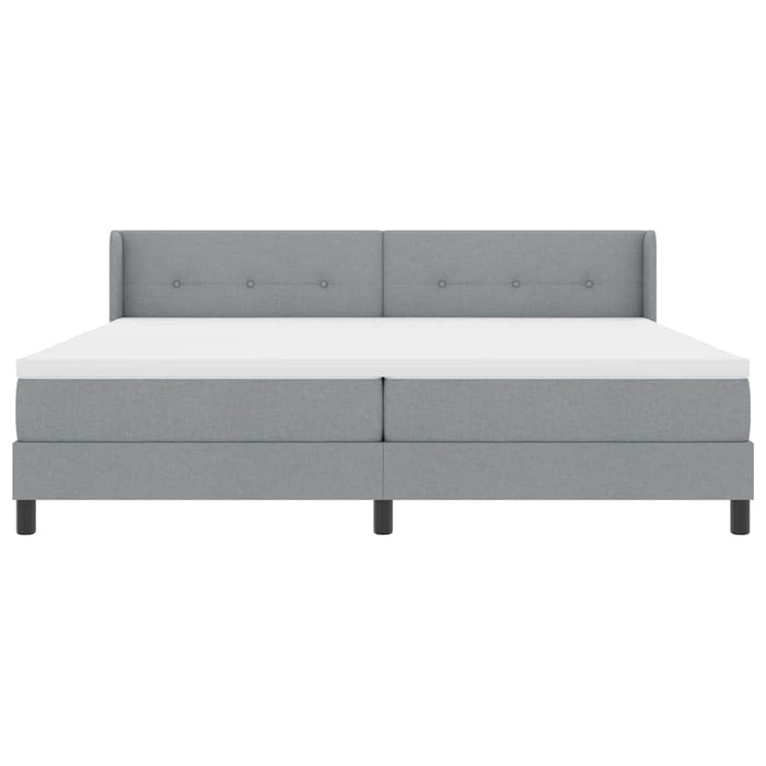 Pat cu arcuri cu headboard Gri deschis 200 x 200 cm țesătură WALTI