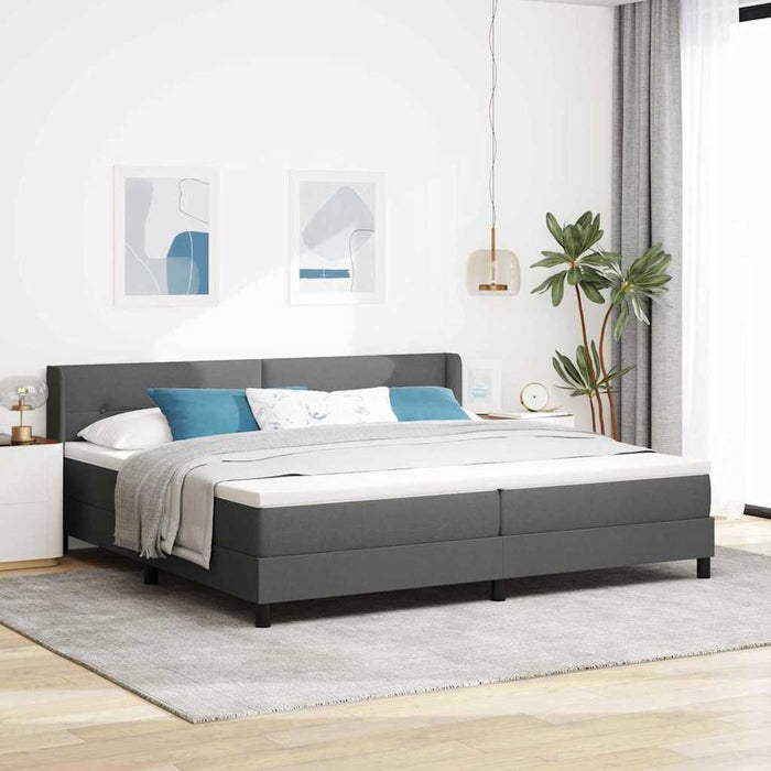 Pat cu arcuri cu headboard Gri închis 200 x 200 cm țesătură - WALTI WALTI