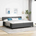 Pat cu arcuri cu headboard Gri închis 200 x 200 cm țesătură - WALTI WALTI