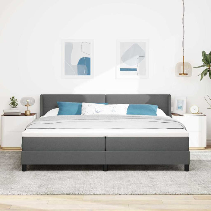 Pat cu arcuri cu headboard Gri închis 200 x 200 cm țesătură - WALTI WALTI