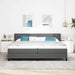 Pat cu arcuri cu headboard Gri închis 200 x 200 cm țesătură - WALTI WALTI