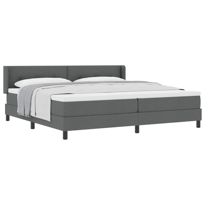 Pat cu arcuri cu headboard Gri închis 200 x 200 cm țesătură - WALTI WALTI