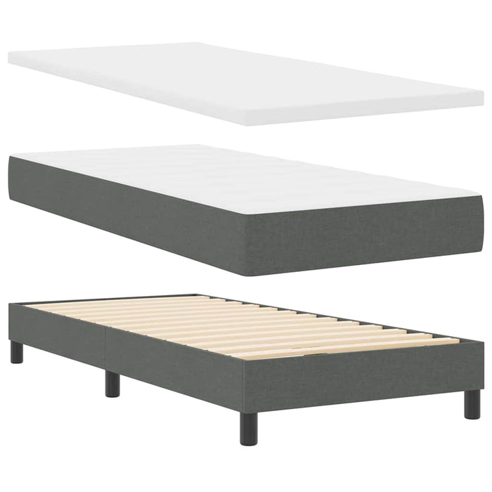 Pat cu arcuri cu headboard Gri închis 200 x 200 cm țesătură - WALTI WALTI