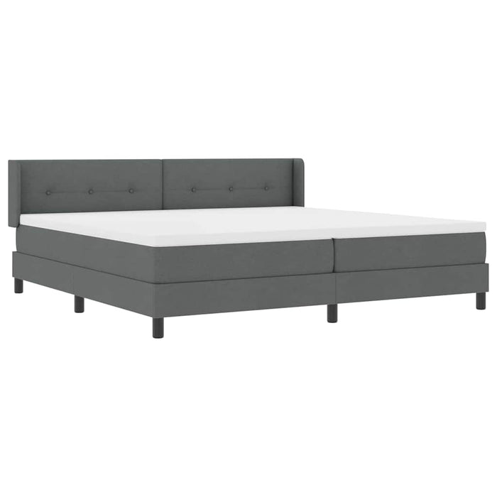 Pat cu arcuri cu headboard Gri închis 200 x 200 cm țesătură - WALTI WALTI