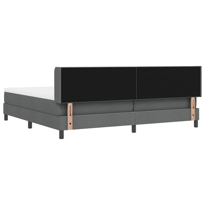 Pat cu arcuri cu headboard Gri închis 200 x 200 cm țesătură - WALTI WALTI