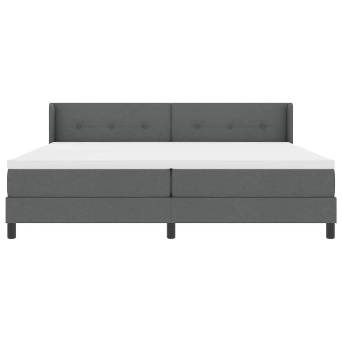 Pat cu arcuri cu headboard Gri închis 200 x 200 cm țesătură - WALTI WALTI