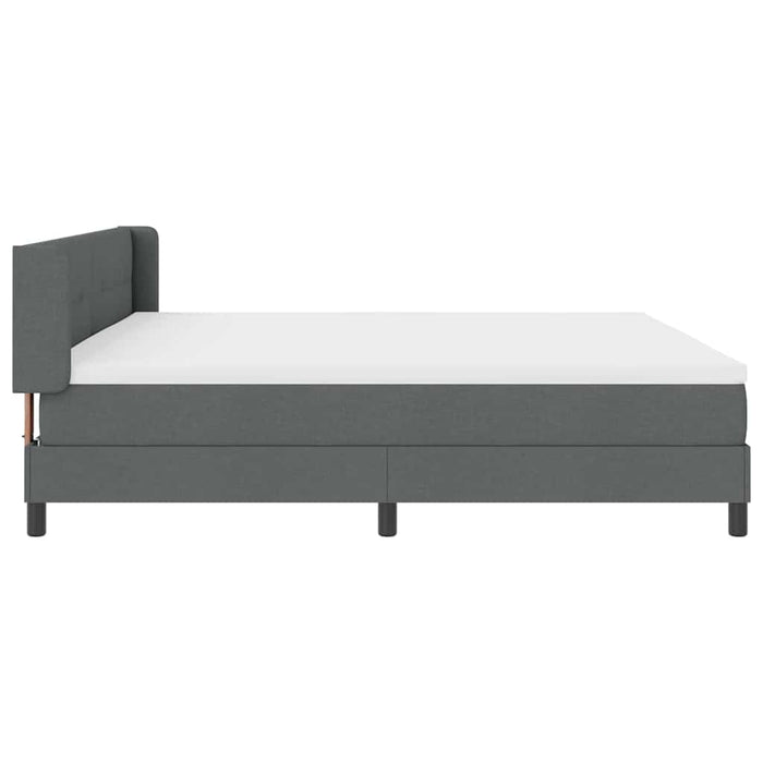 Pat cu arcuri cu headboard Gri închis 200 x 200 cm țesătură - WALTI WALTI