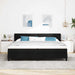 Pat cu arcuri cu headboard Manual Negru 200 x 200 cm țesătură - WALTI WALTI