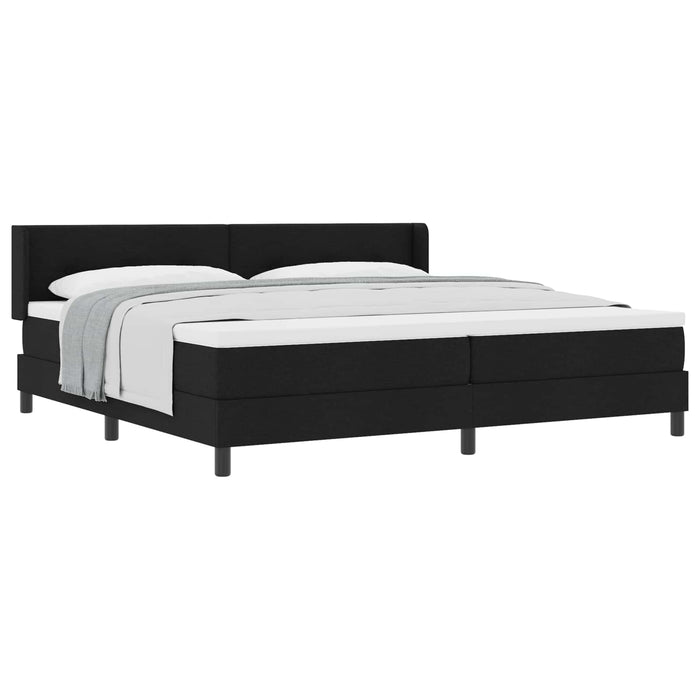 Pat cu arcuri cu headboard Manual Negru 200 x 200 cm țesătură - WALTI WALTI