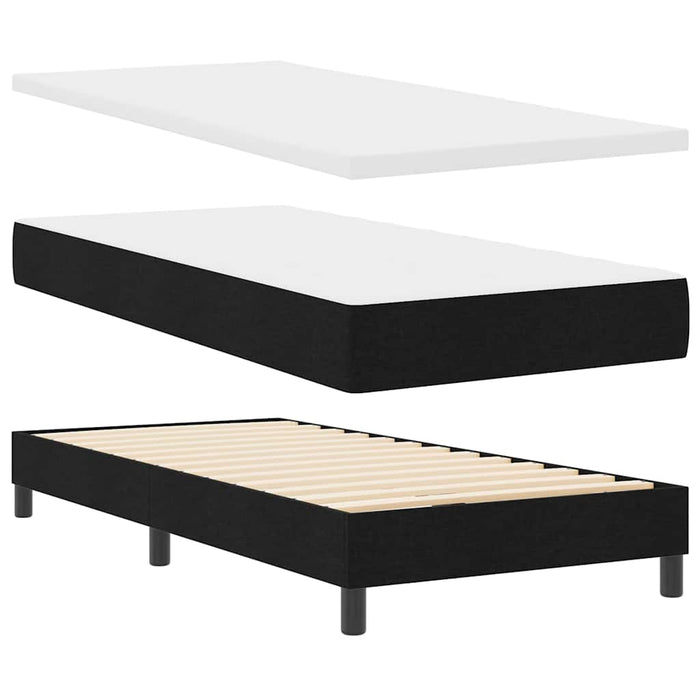 Pat cu arcuri cu headboard Manual Negru 200 x 200 cm țesătură - WALTI WALTI