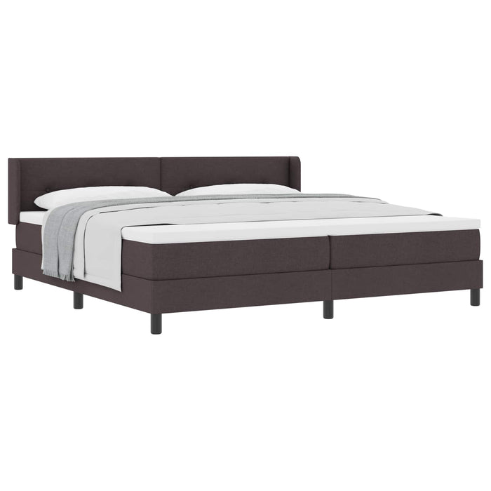 Pat cu arcuri cu headboard Maro închis 200 x 200 cm țesătură - WALTI WALTI