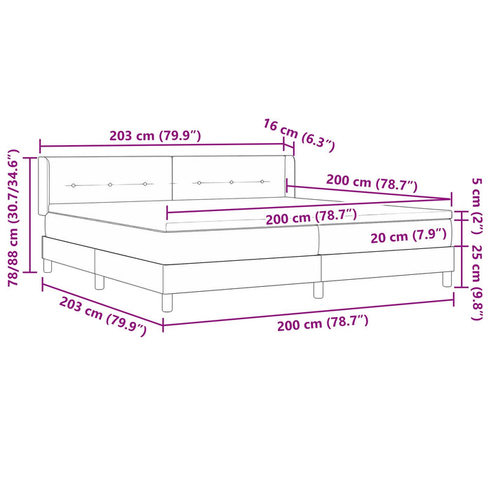 Pat cu arcuri cu headboard Maro închis 200 x 200 cm țesătură - WALTI WALTI