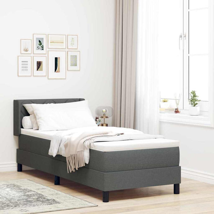 Pat cu arcuri cu headboard Gri închis 200 x 80 cm țesătură - WALTI WALTI