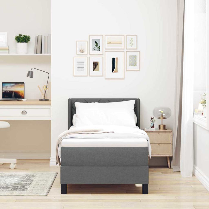 Pat cu arcuri cu headboard Gri închis 200 x 80 cm țesătură - WALTI WALTI