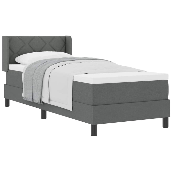Pat cu arcuri cu headboard Gri închis 200 x 80 cm țesătură - WALTI WALTI