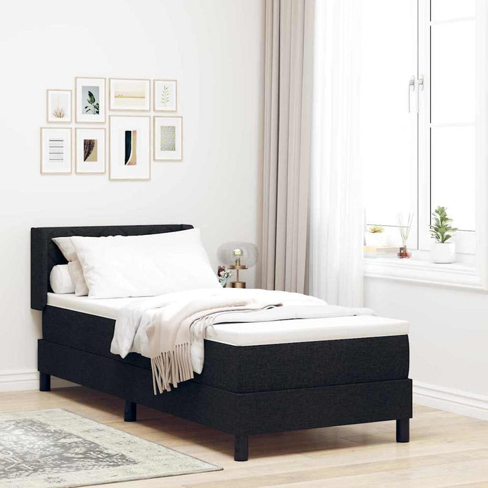 Pat cu arcuri cu headboard Manual Negru 200 x 80 cm țesătură WALTI