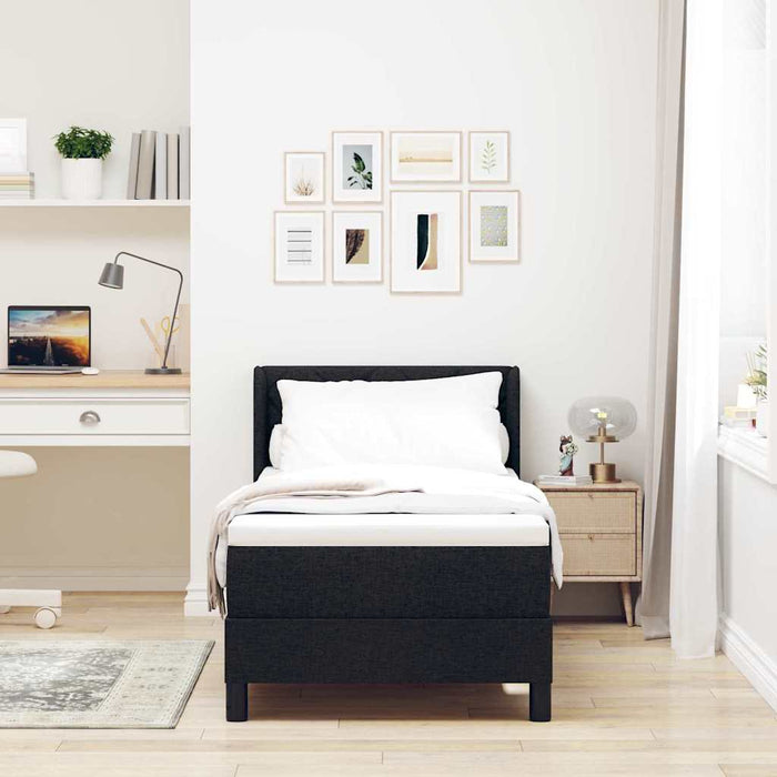 Pat cu arcuri cu headboard Manual Negru 200 x 80 cm țesătură WALTI
