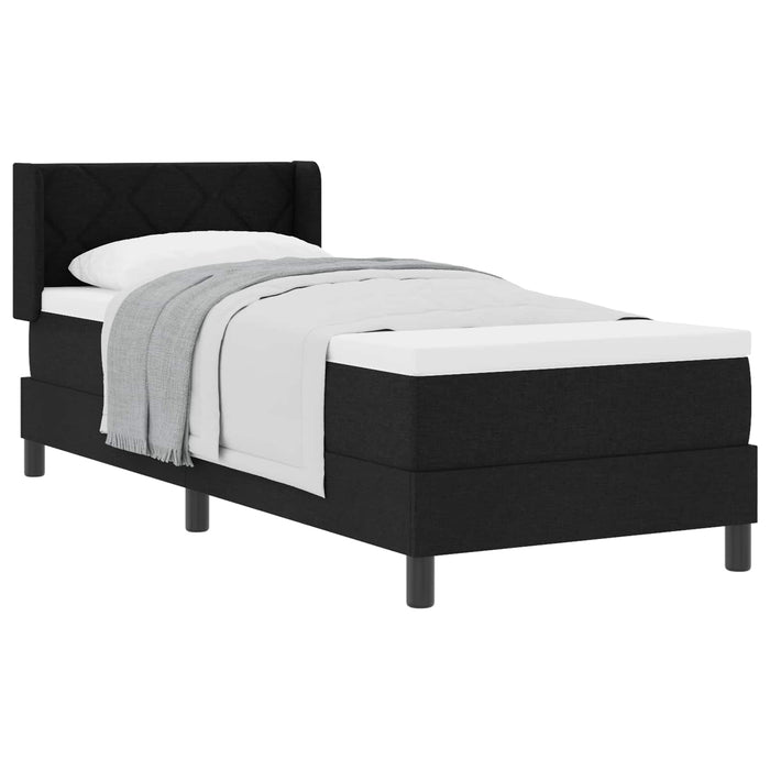 Pat cu arcuri cu headboard Manual Negru 200 x 80 cm țesătură WALTI