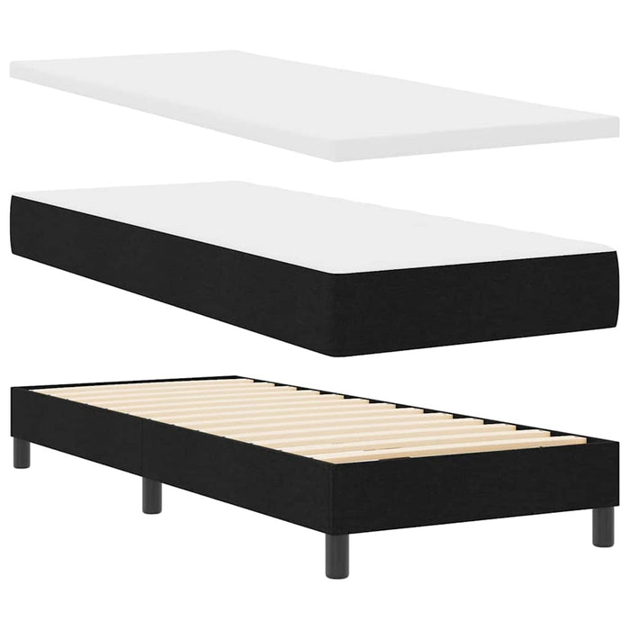 Pat cu arcuri cu headboard Manual Negru 200 x 80 cm țesătură WALTI