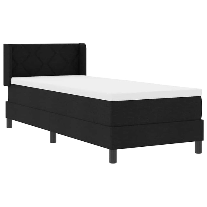 Pat cu arcuri cu headboard Manual Negru 200 x 80 cm țesătură WALTI