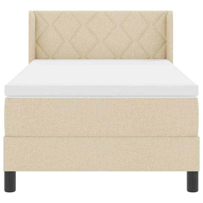 Pat cu arcuri cu pernă cu headboard Crem 190 x 90 cm țesătură WALTI