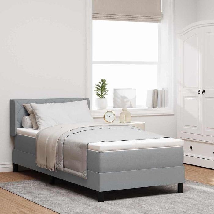 Pat cu arcuri cu headboard Gri deschis 200 x 100 cm țesătură WALTI